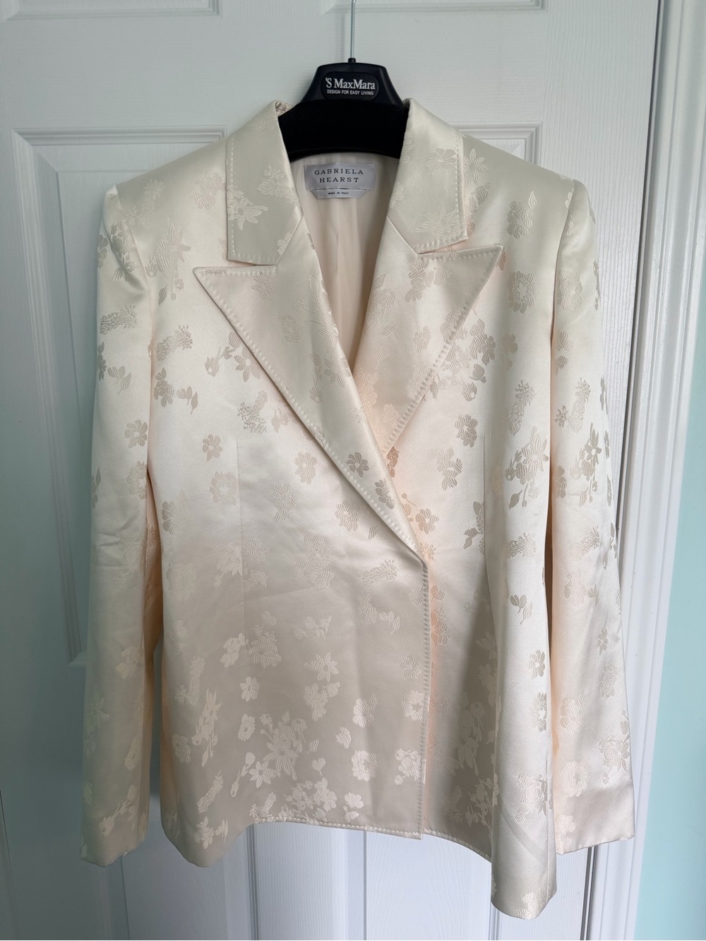 Gabriela Hearst Ivory Floral Satin Blazer